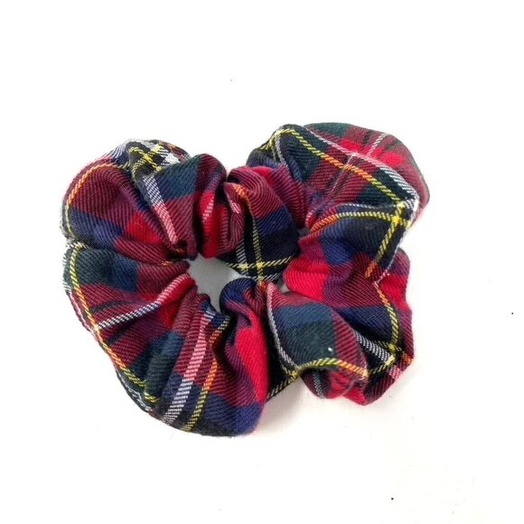 Tartan Red Plaid Scottish Elastic Scrunchie Hair Accessory - Picture 3 of 3